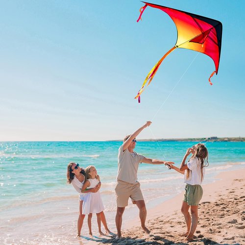 JOYIN Large Delta Kite - Easy to Fly Gradient Rainbow Design | 3 Packs for Kids & Adults