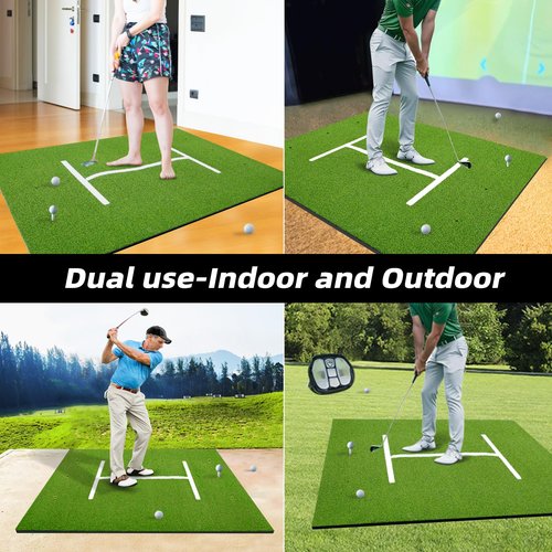 Roykaw Golf Hitting Mat 5x4ft - Thickened Swing Pad for Outdoor & Indoor Practice, Non-Slip/High-Elastic Base Turf Grass
