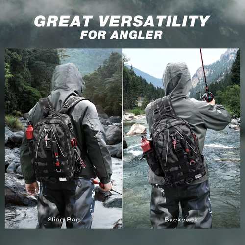 Ghosthorn Fishing Backpack | Lightweight Tackle Sling Bag with Rod Holder - Ideal Fly Fishing Gift for Men & Women