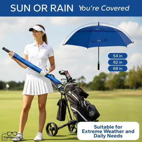 TopShade Golf Umbrella 54/62/68 inch, Double Canopy, Automatic Open