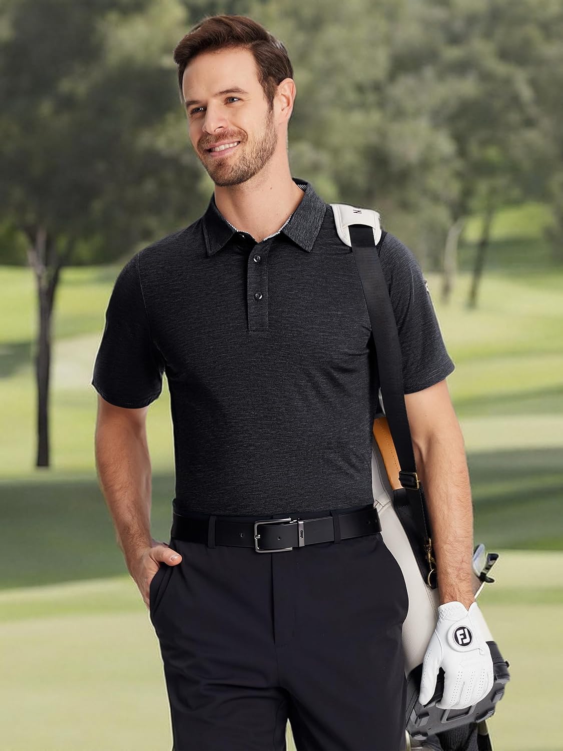 TACVASEN Men's Quick-Dry Golf Polo Shirt - Moisture-Wicking & Breathable Casual Wear