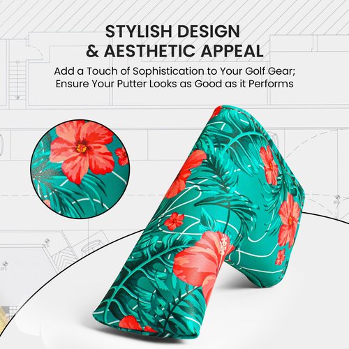 FINGER TEN Golf Blade Putter Cover Premium Synthetic Leather Stylish Design, Universal Headcover Waterproof Protection, Durable Headcovers Covers Fit Most Blade Putters for Men Women (Green&Red)