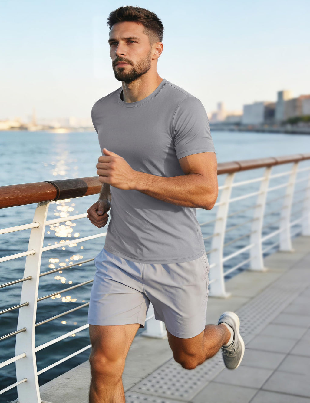 MAGCOMSEN Mens T-Shirts 2 Pack Short Sleeve Crew Neck Quick Dry Breathable Undershirts UPF 50+ UV Summer Work Hiking Active Sport Shirts Black & Light Grey