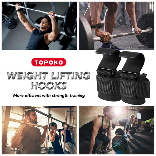 2 Pcs Weight Lifting Hooks - Upgraded Heavy Duty Lifting Wrist Straps for Deadlift, Powerlift, Pull up bar, Liftups, Shrugs, Alternative in Fitness Gym Power Training, Not Scalable Hook