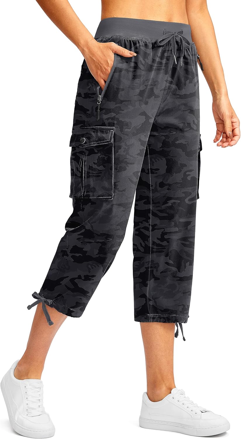 Soothfeel Women's Cargo Capris - Lightweight Quick-Dry Travel & Hiking Pants with 6 Pockets