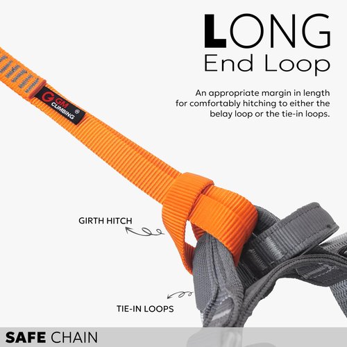 GM CLIMBING 16mm Nylon Safe Chain PAS Sling 22kN CE UIAA Certified for Personal Anchor System Rappel Transition Aid Climbing 97cm / 38in