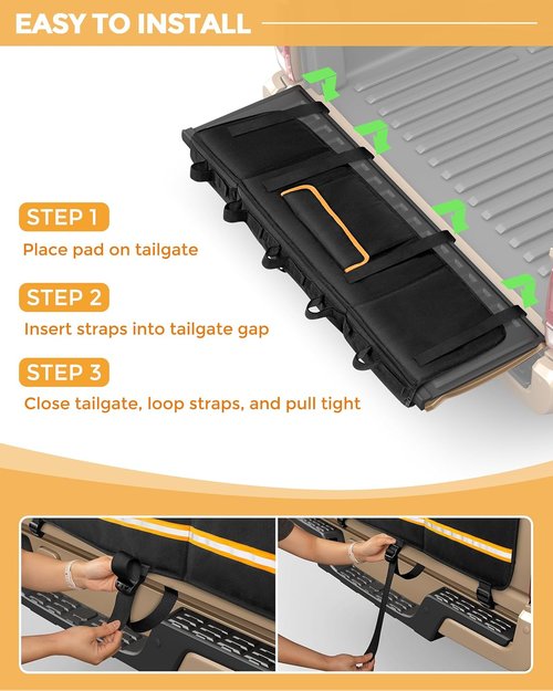Marscamd Tailgate Bike Pad - Thick Protector for Mid-Size Pickup Trucks | Holds Up to 5 Bikes, 51" Wide, Black