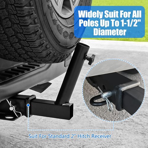 KAIRAY Hitch Mount Flagpole Holder - Universal Fit for 2-Inch Hitch Receivers | Ideal for Trucks, SUVs, RVs