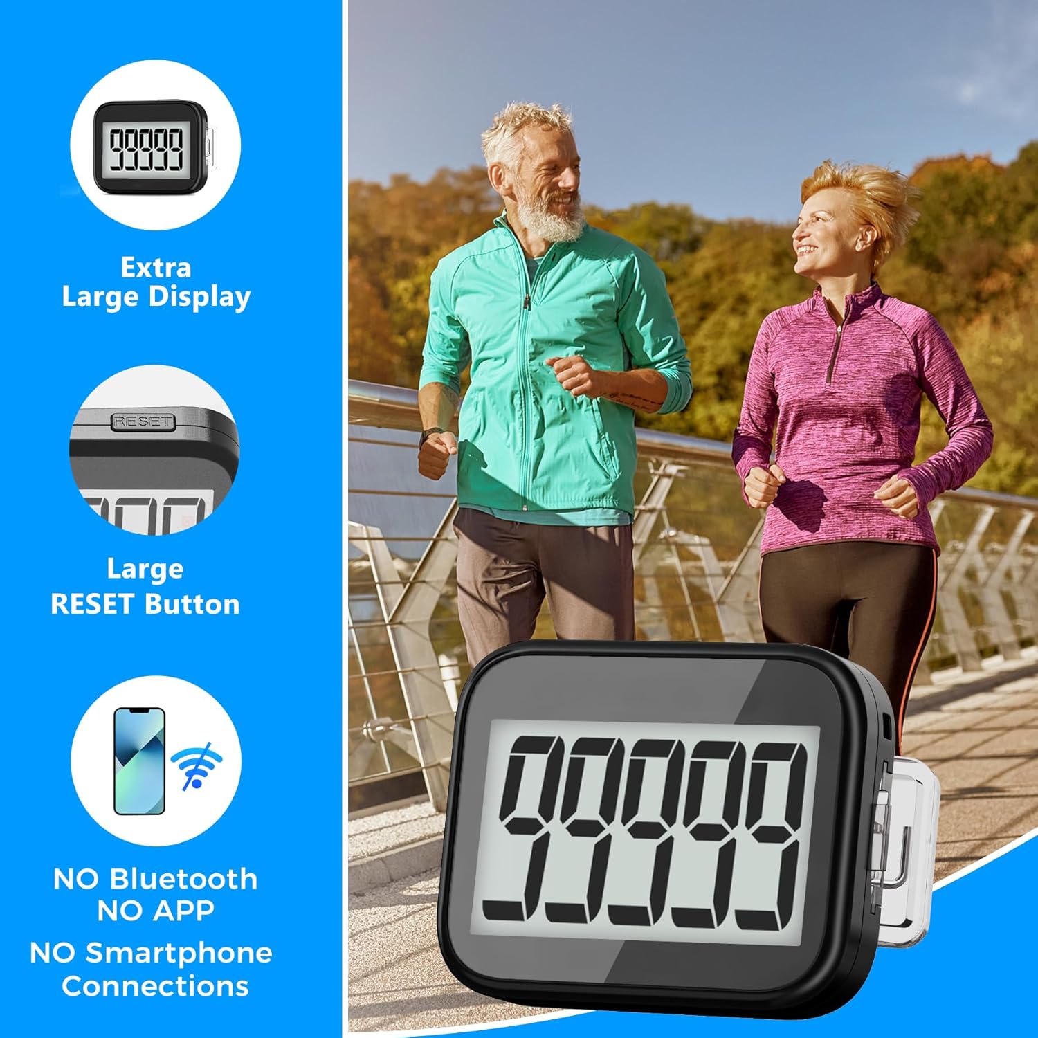 Skiennix Simple Step Counter - Removable Clip & Lanyard for Easy Carry | Lightweight & Portable