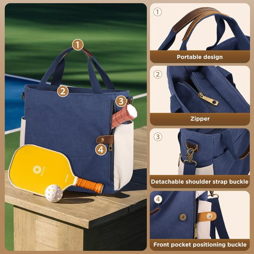 SMRITI Pickleball Bag with Adjustable Shoulder Strap- Stylish & Lightweight Pickleball Bag for Women, Large Capacity Perfect for Paddles, Balls & Accessories (Blue)