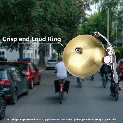 RidingRush Brass Bike Bell, Bicycle Bell for Adult Bikes, Loud & Clear Sound Bicycle Bell for Adults & Kids Classic Design, Easy Installation Fits Mountain, Road, Folding Bikes and Scooters