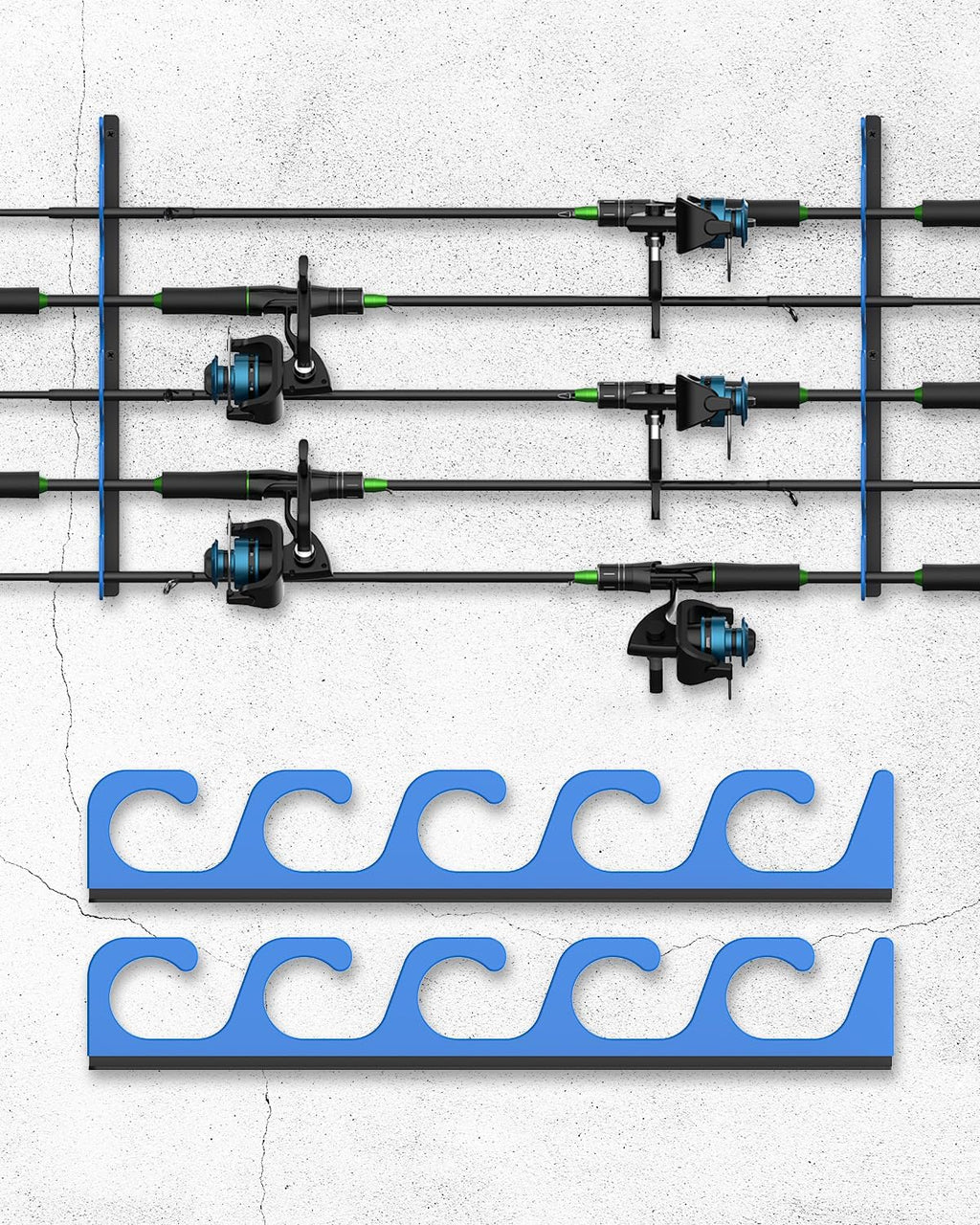 Skiennix Fishing Rod Holders - 5-Position Wall & Garage Ceiling Storage Rack for Most Rods