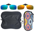 WOKCHUERY Clip-On Sunglasses, 2 Pcs with Soft Case,Polarized UV Protection Glare Reduction‌,Flip Up For Driving Travel Sport (RoyalAurora)