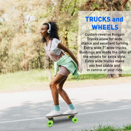 EasyGoProducts Mini Cruiser Wood Longboard Style Skateboard Lightweight and Portable Beginners to Experts - Green, Model:EGP-SKBD-GRN