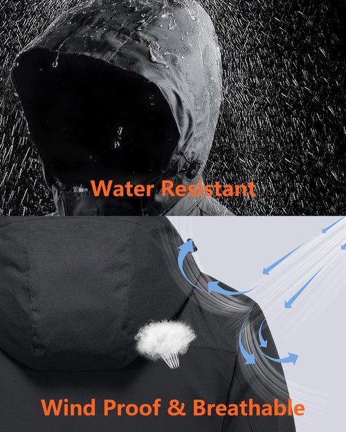 Graphene Heated Parka Jacket Women Rechargeable Battery Pack 18400 mAh Winter Warming Waterproof Electric Heating Coat with Detachable Hood, Black2025, XL, Mom Grandma Sister Wife Birthday Gift