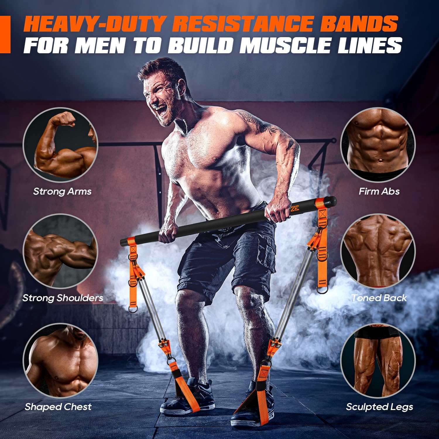Pilates Bar Kit - Heavy Duty Resistance Bands for Full-Body Workout | Portable Home Gym Equipment