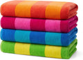 Kaufman Soft Oversized Beach Towels - Absorbent Quick-Drying Velour Striped Towels | 29" x 58" | 100% Cotton (4 Pack)