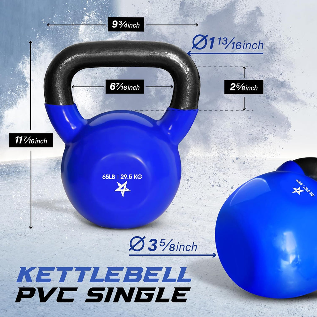 Yes4All Kettlebell - Vinyl Coated Cast Iron Strength Training for Home Gym | 5-100 LB Options