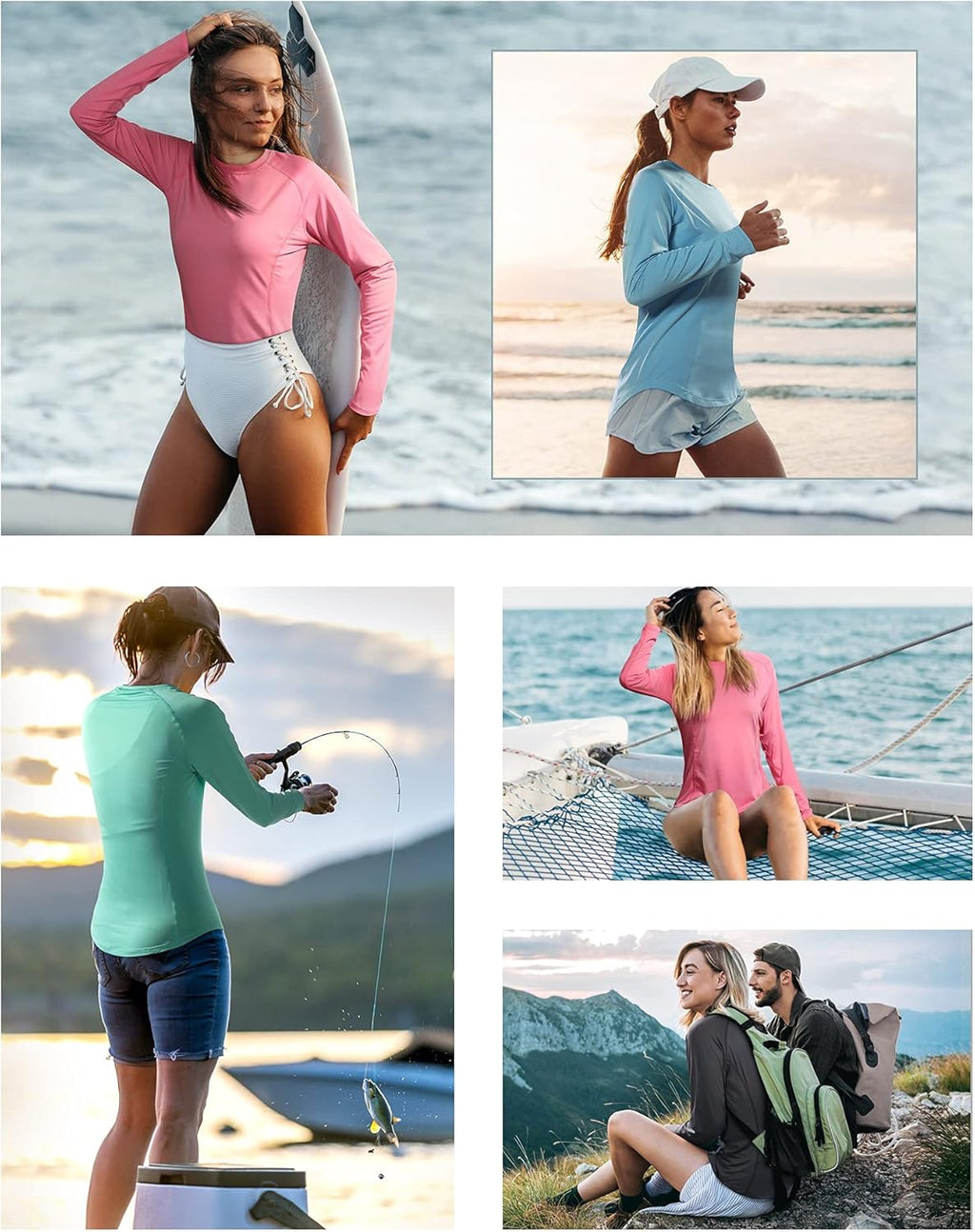 Roadbox Women's UV Sun Protection Long Sleeve Workout Rash Guard - UPF 50+ Swim Top