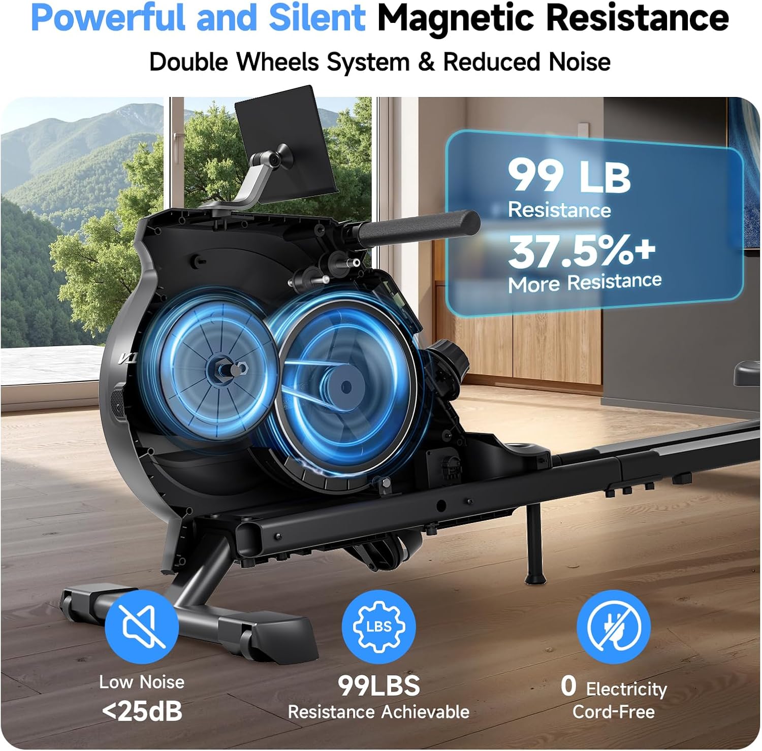 Rowing Machine | Rowing Machine for Home with 350 LB Capacity & 16-Level Silent Resistance - Compact & Foldable for Full-Body Workout