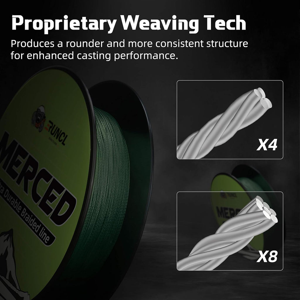 RUNCL Braided Fishing Line - 4-8 Strands, 1000/500/300 Yards, 6-200LB | Stronger, Smoother for Freshwater & Saltwater