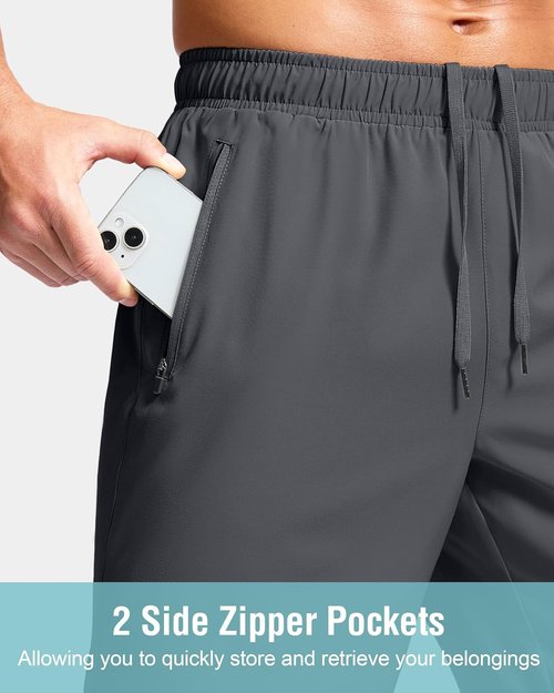 G Gradual Men's Athletic Running Shorts - Quick Dry Workout Shorts with Zipper Pockets | 7"/5"/9" Sizes for Gym & Hiking