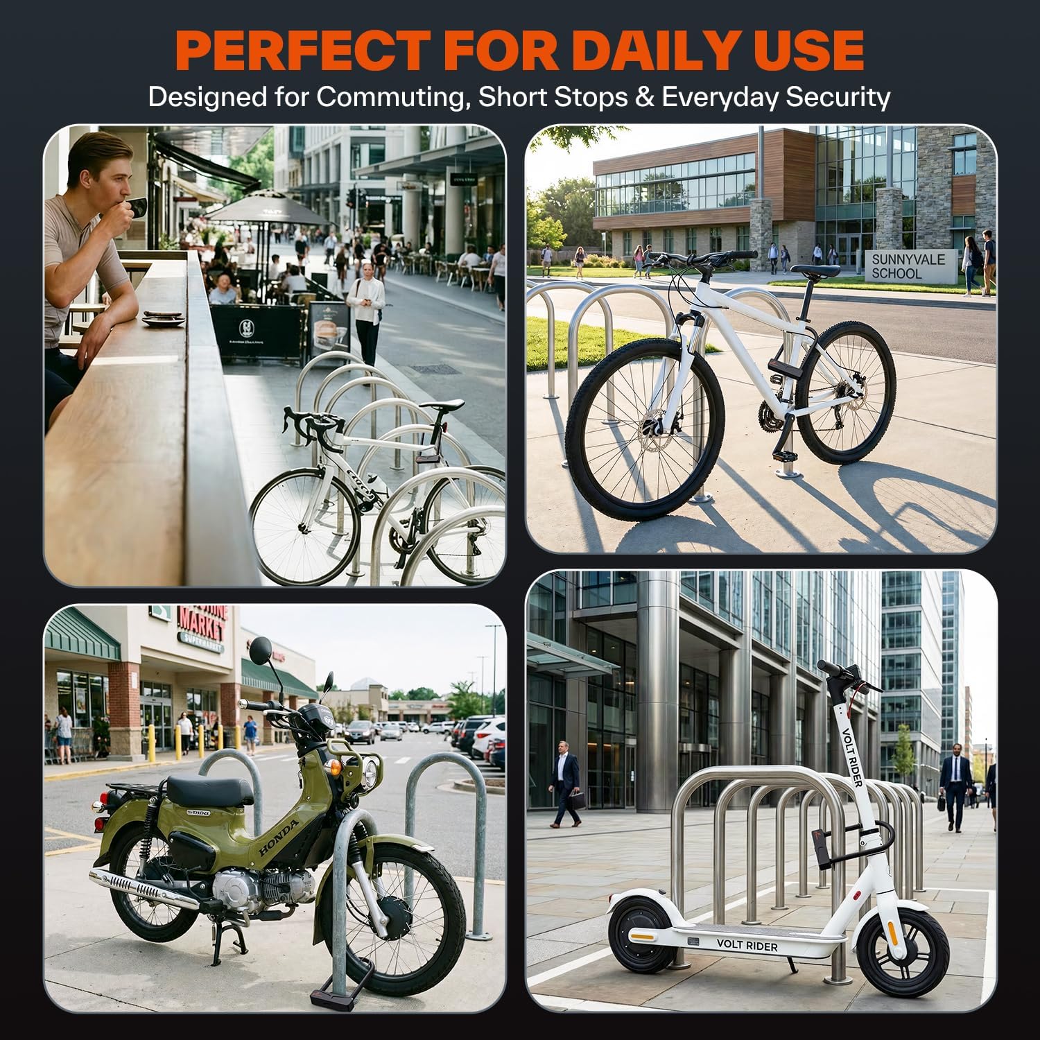 Sportneer Bike Lock - Heavy Duty 16mm Anti-Theft U Lock with 3 Keys & Sturdy Mounting Bracket | 8.7''x5.9''