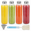 24 oz Clear Glass Juice Bottles with Stainless Steel Lids - 4 Pack (Variation: 24.0 fl oz, Silver Lids)