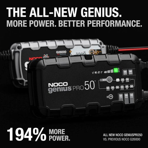 NOCO GeniusPRO50 Smart Battery Charger | 50A 6V/12V/24V Maintainer & Desulfator with Overcharge Protection