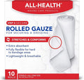 All Health Rolled Gauze Pads - 3" X 2.5 Yds for Wound Care | 10 Count, White