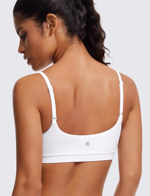 CRZ YOGA Sports Bra - Butterluxe Adjustable Spaghetti Strap Wireless Padded Crop Top for Women