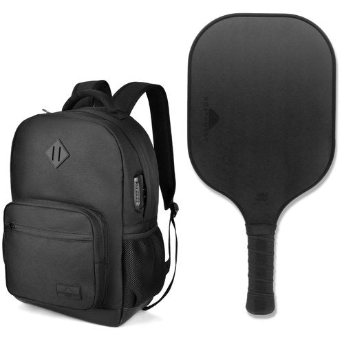 Northwest Coast Pickleball Backpack with Built-In Combination Lock + USAPA Approved Pickleball Paddle – Black