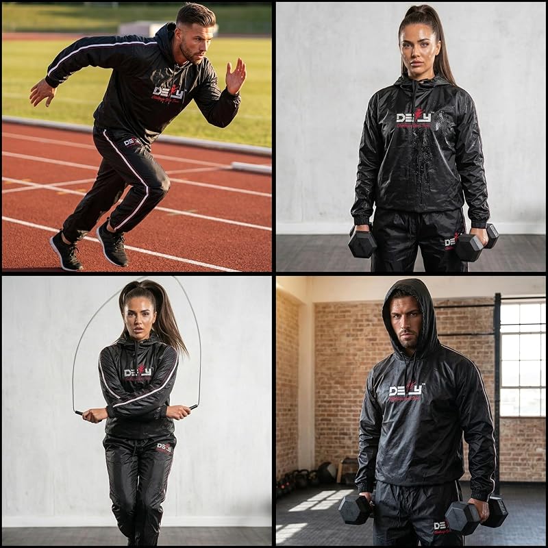 DEFY Heavy Duty Hooded Sauna Suit 4X-Large for Men & Women - Anti-Rip Full Body Sweat Gear