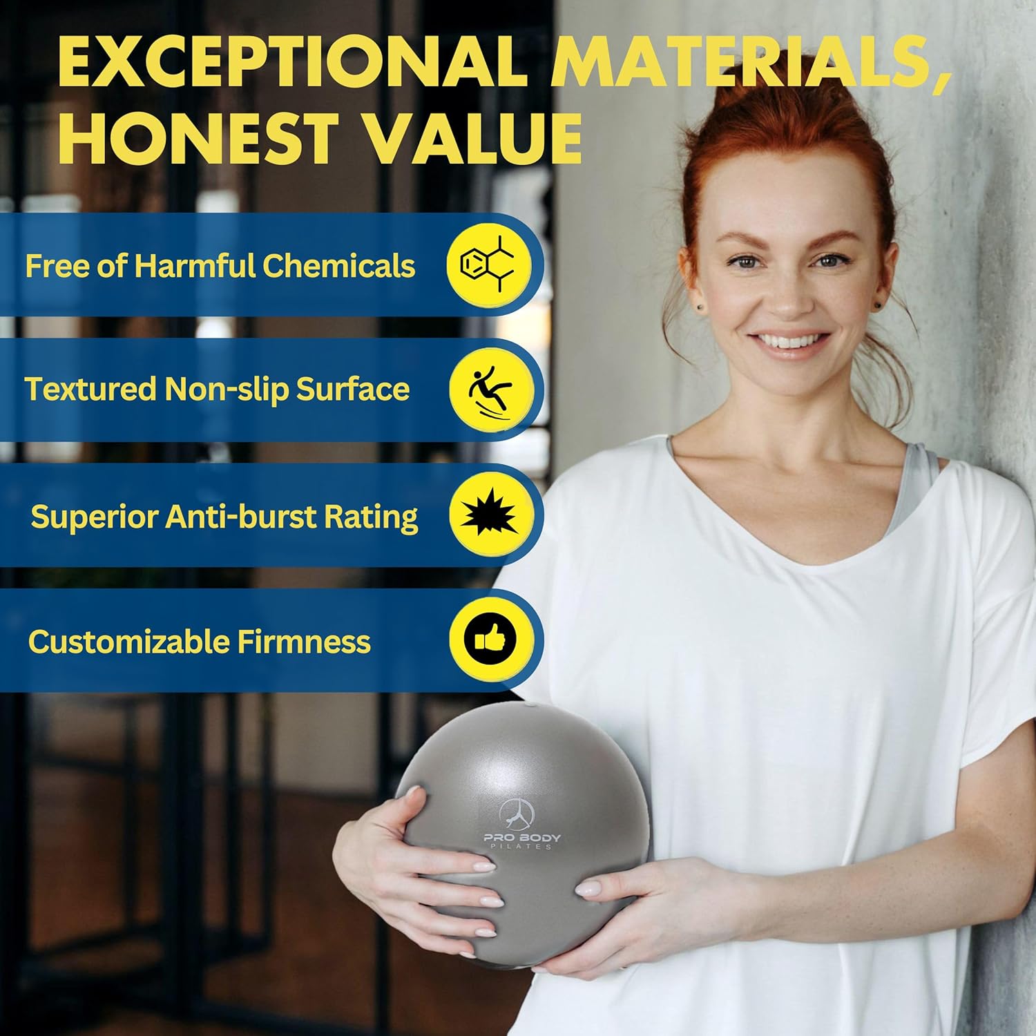 ProBody Pilates Ball 9 Inch - Small Exercise Ball for Core Stability, Yoga, & Physical Therapy