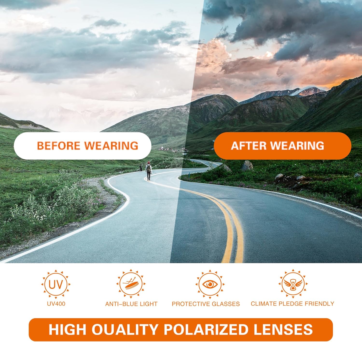 Suoso Polarized Sports Sunglasses - UV400 Protection for Men & Women | Ideal for Golf, Fishing, Running, Driving