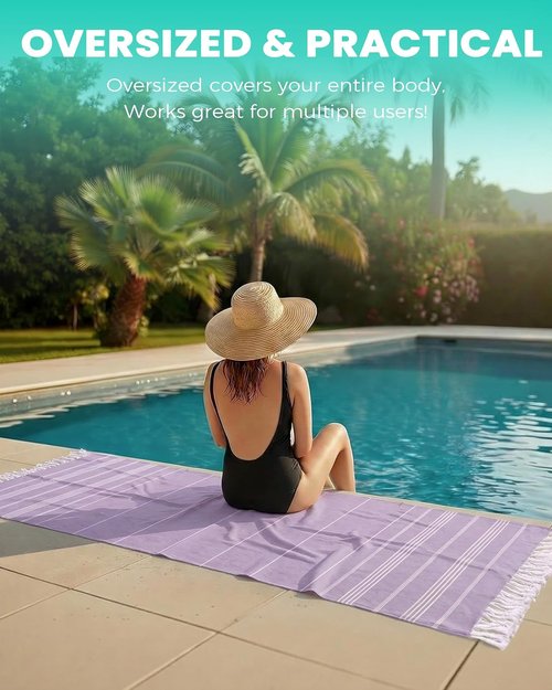 Antfuny Turkish Beach Towels - 6 Pack Yoga Blankets for Gym & Outdoor Use | Purple Gift for Men