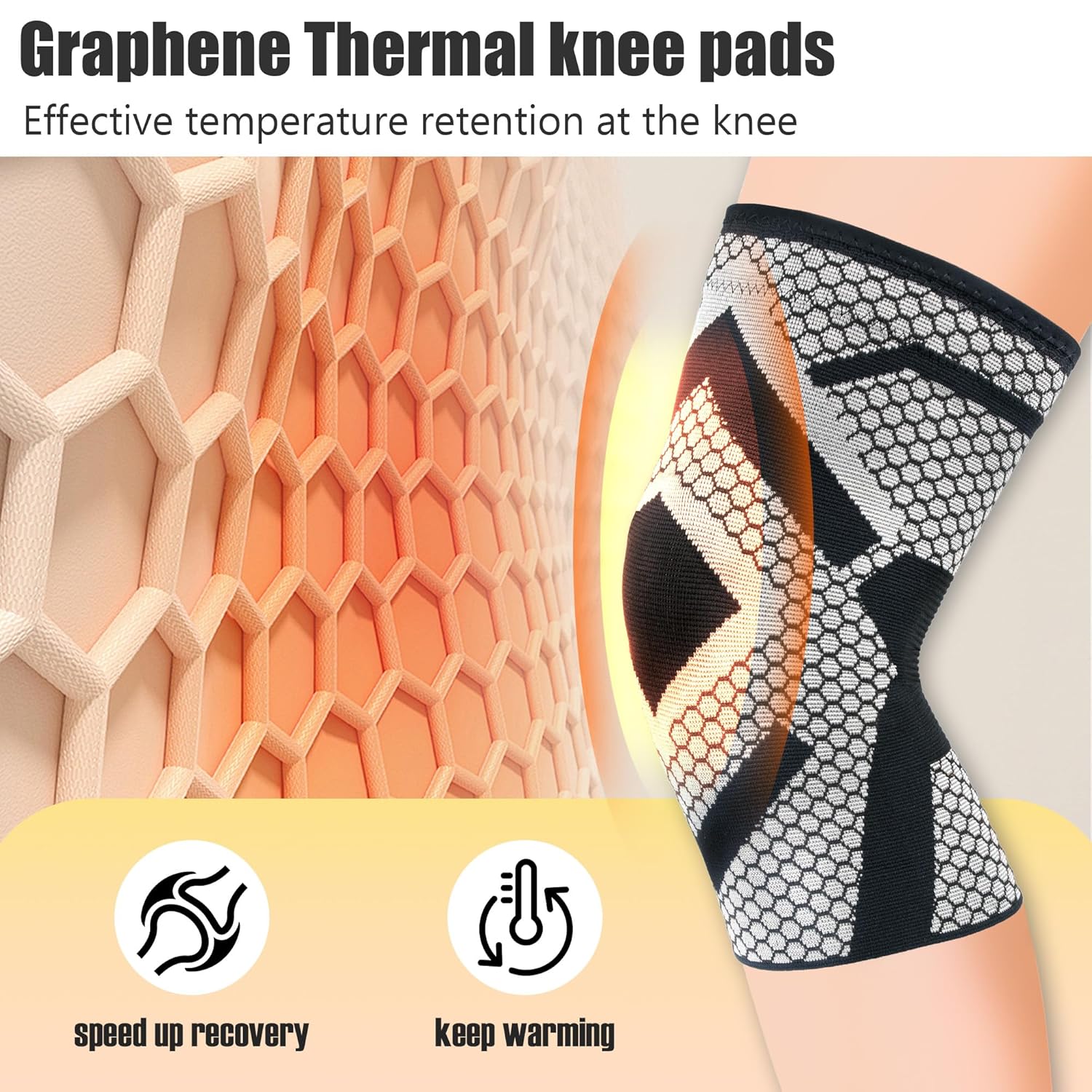 Skiennix Knee Support Brace - Thermal Compression Pads for Men & Women | Pain Relief for Meniscus Tear & ACL (Large)