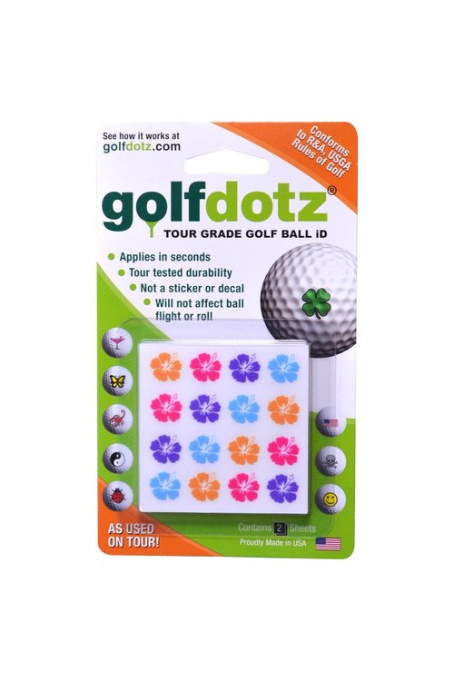Golfdotz - USGA Rule Conforming Golf Ball Markers, Golf Ball Stickers for Marking Balls, No More Smearing from Stamps, Gifts for Golfers, Dads, and Retirees, (Tropical Flower; 32-Count)