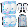 Ausletie Knee Pads for Kids Girls Protective Gear Set Adjustable Knee Pads and Elbow Pads Set with Wrist Guard for Girls Kids Toddler Roller Skates Bike Cycling Skateboard Scooter (Blue&White Mermaid)