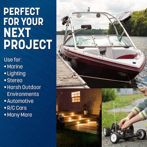 GS Power 100 Ft Marine Wire - 18 Gauge Oxygen-Free Tinned Copper Electrical Cable for Boats & RVs
