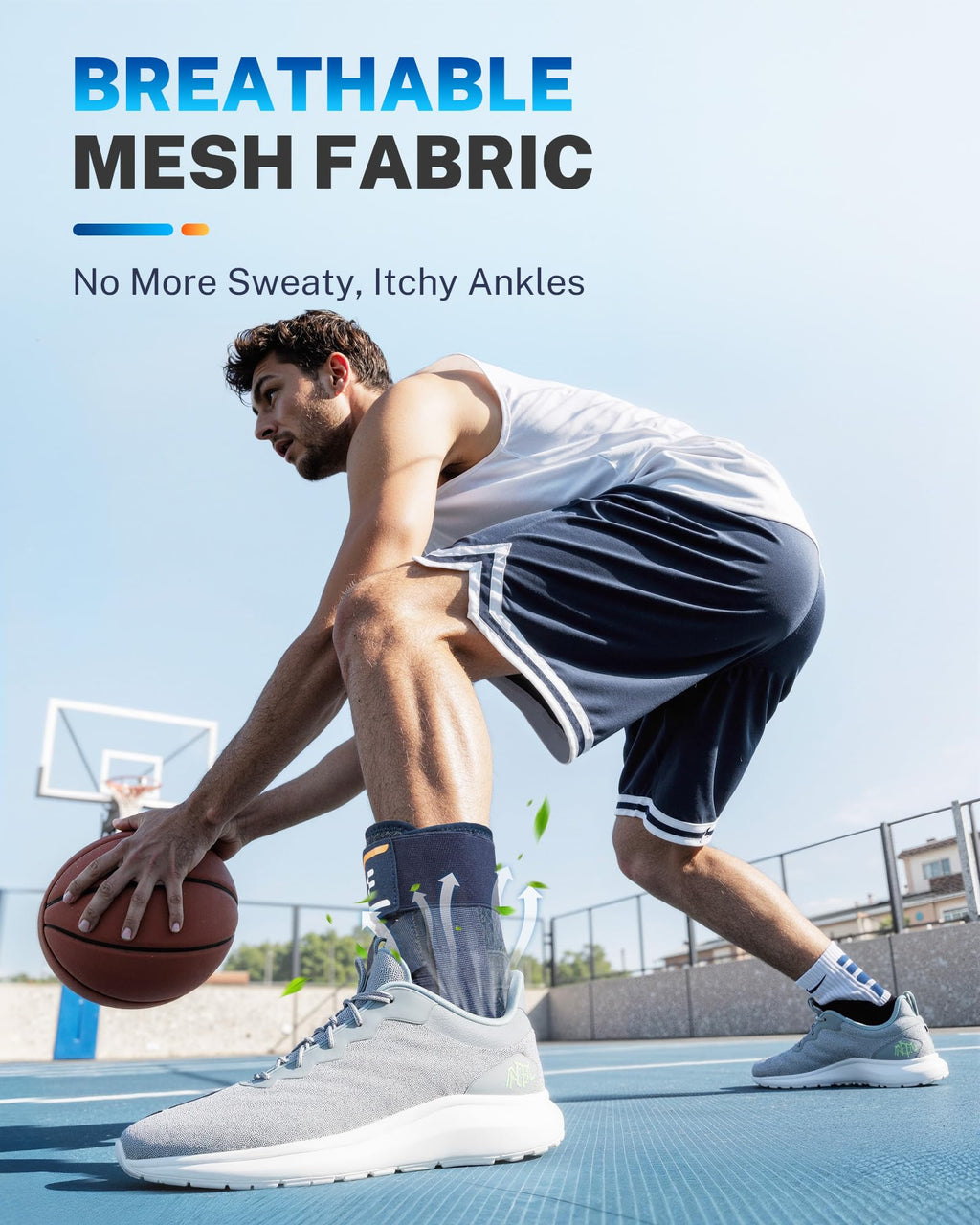 Fitomo Ankle Brace for Men Women with Quick Lace Up, Adjustable Figure 8 Compression Support for Achilles Tendonitis, Ankle Sprain & Swelling Relief for Volleyball, Running & Daily Wear, M