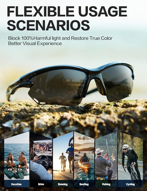 BIRCEN Polarized Men's Sunglasses - Lightweight TR90 UV Protection Shades for Driving & Sports
