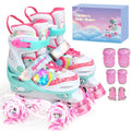 Sportneer Kids Roller Skates with Protective Gear Set, 4 Size Adjustable Girls Roller Skates with 8 Flash LED Wheels, Safe & Fun Skates for Toddlers Ages 3-12 Indoor Outdoor Use