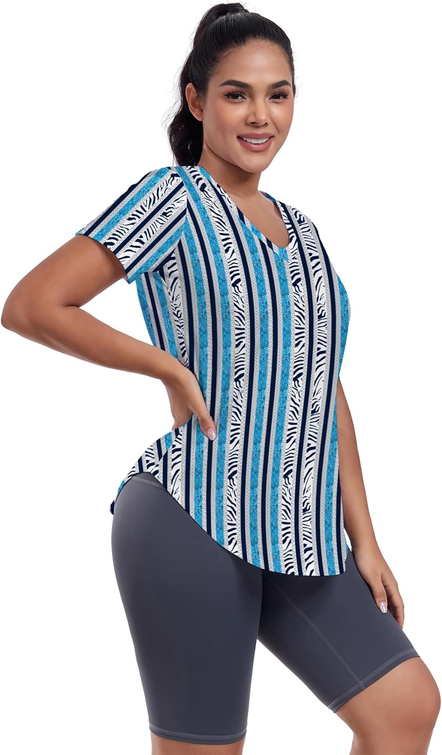 Skiennix Short Sleeve Workout Shirt - Loose Fit V-Neck Exercise Top for Yoga & Gym | Dry Fit, Comfortable