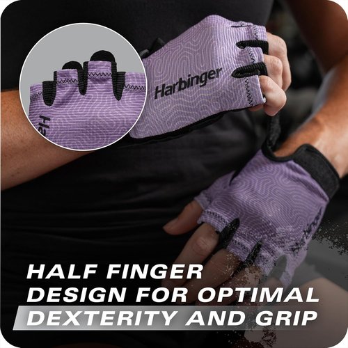 Harbinger Power Gloves 3.0 - Durable Half Finger Weightlifting Gloves with Adjustable Wrist Closure | Small, Women's