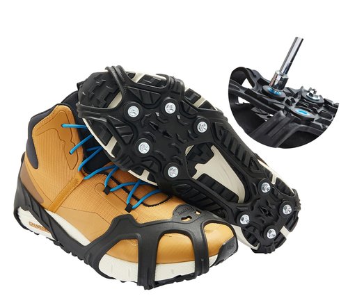 ICETRAX V5 HEX Ice Cleats, Easy to Replace Cleats, Winter Ice Grips for Shoes and Boots, StayON Toe, Reflective Heel(S/M (Men: 5-9 / Women: 6.5-10.5), HEX)