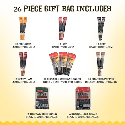 Jerky.com 26pc Meat Sticks Variety Pack - Low Sugar, High Protein Beef Jerky Gifts | Gluten Free & Keto-Friendly