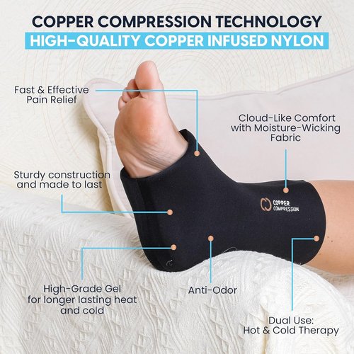 CopperFreeze™ Ankle Sleeve - Hot & Cold Therapy for Pain Relief, Swelling & Injury Recovery - One Size