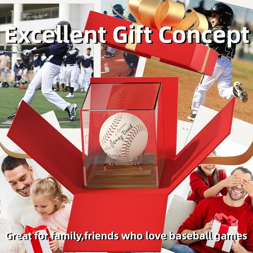 Baseball Display Case by [Brand Name] - Walnut Wood Base with Acrylic Cover | Autograph Ball Protector