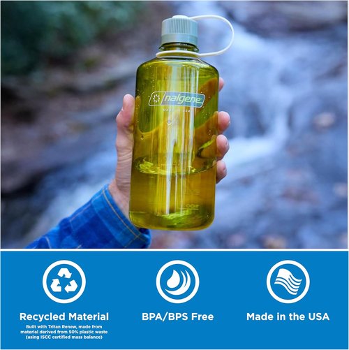 Nalgene Tritan Water Bottle - BPA-Free & Eco-Friendly | 32 Ounces in Endive with Oil Green
